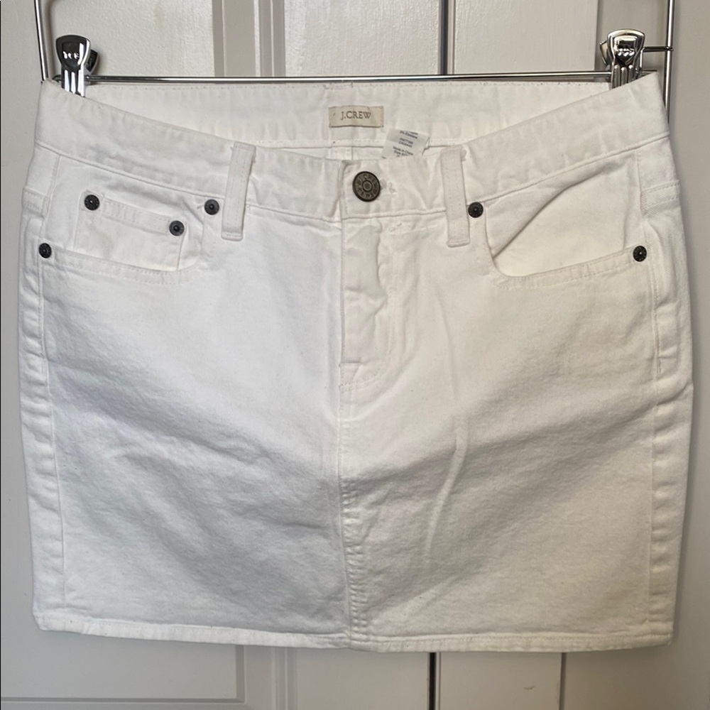 J. Crew White Denim Mini Skirt